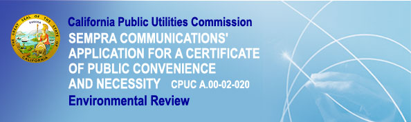 CPUC Environmental Review Site for Sempra Communications A.00-02-020